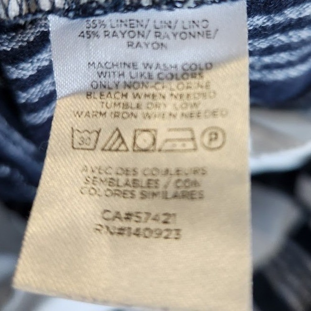 Loft Outlet Navy White Striped High Rise Straight Leg Linen Pants Size 4 171 - Picture 5 of 6